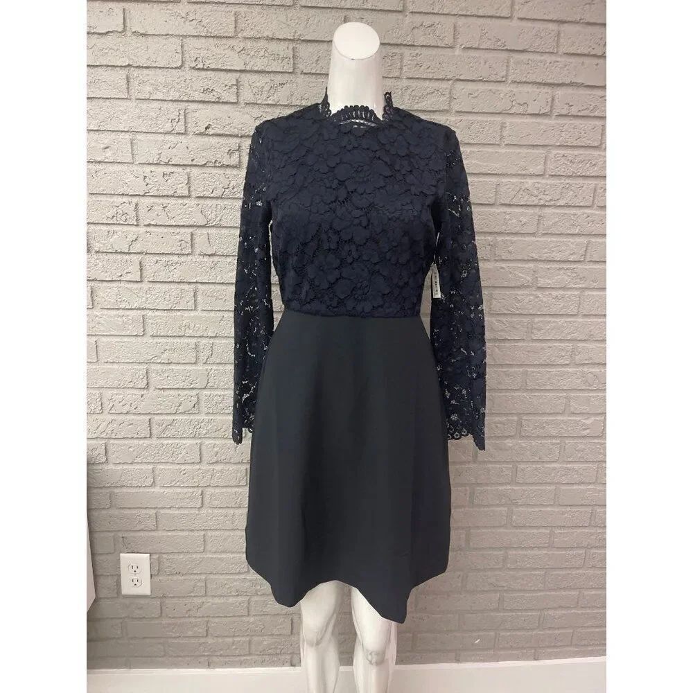 Lark & Ro Women Black Lace Fit & Flare Mini Dress Size 2 NWT